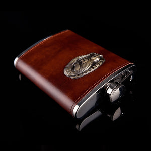 Stainless Steel and Leather Hip Flask