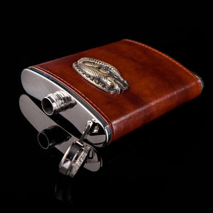 Stainless Steel and Leather Hip Flask